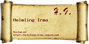 Helmling Irma névjegykártya